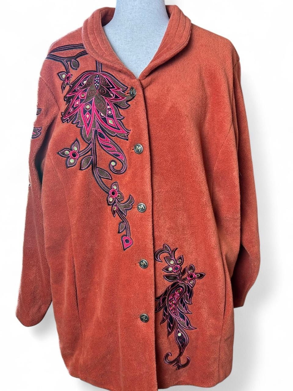 Bob Mackie Wearable Art Embroidered Rust Orange Women's Jacket